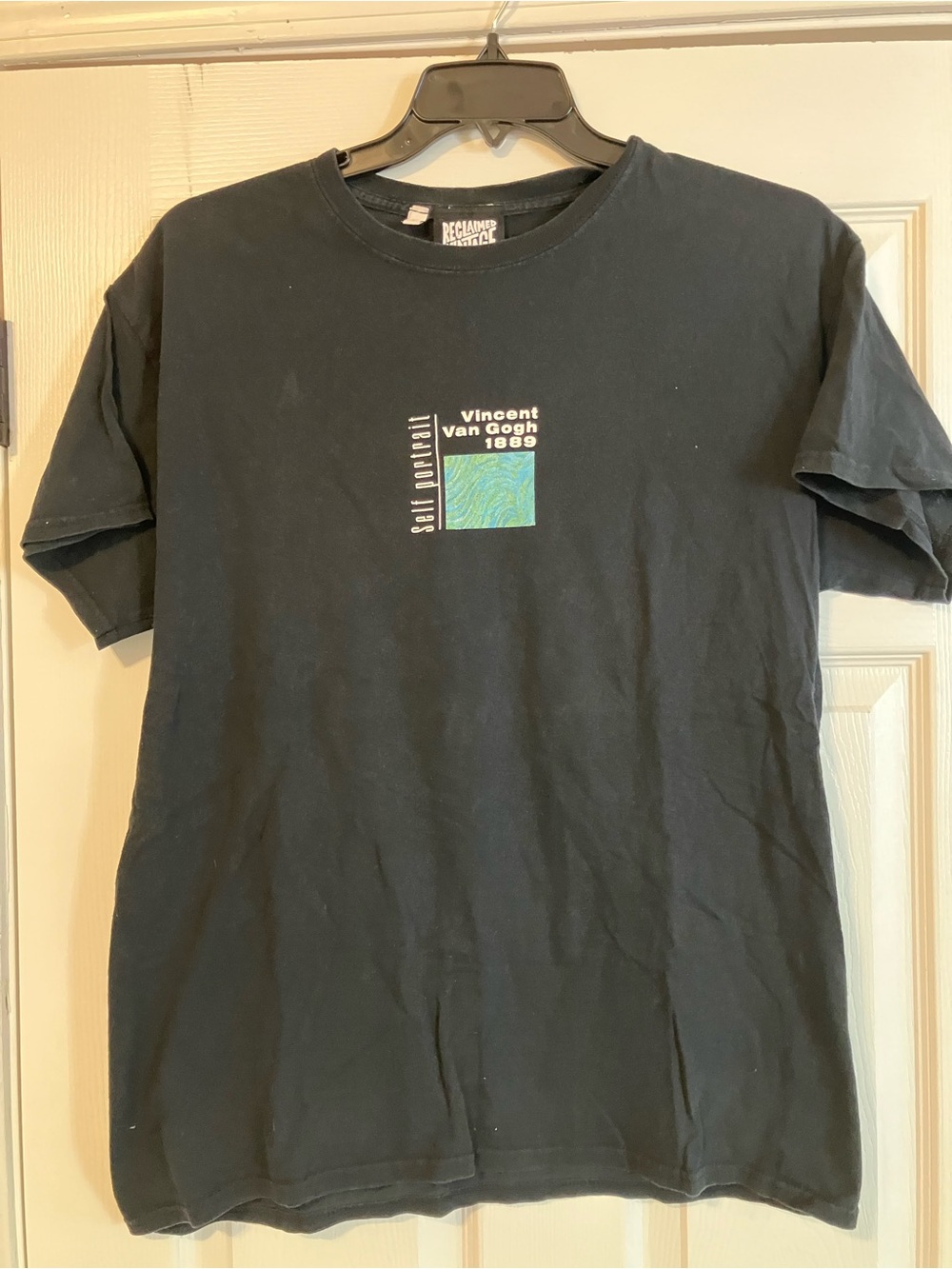 Reclaimed Vintage Black Vincent Van Gogh Self Portrait 1889 Shirt Size Medium